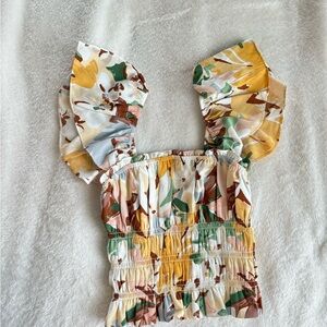 Abercrombie & Fitch Multicolor Ruffle Sleeve Blouse